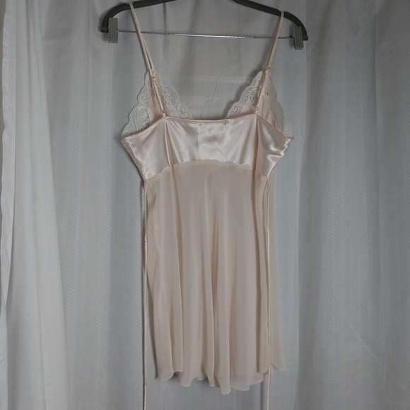 Linea Donatella Fly Away Baby Doll Satin Chiffon Lace Trim Pale Peach Size M - Picture 6 of 7
